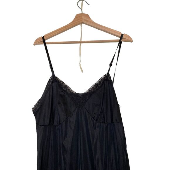 Vanity Fair Laced Trim Dress Slip Full Nylon Size 40 Lingerie Black Adjustable - Picture 2 of 9